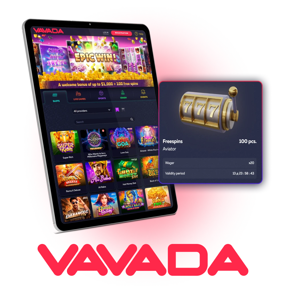 Welcome to the official Vavada casino slots section.